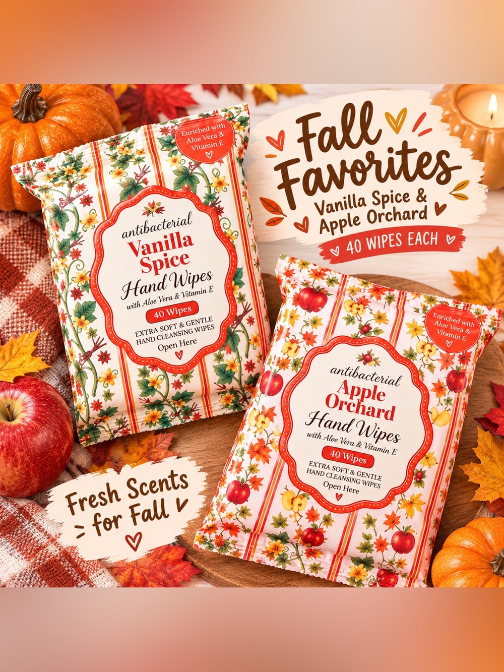 2 packs of Fall Collection Hand Wipes
